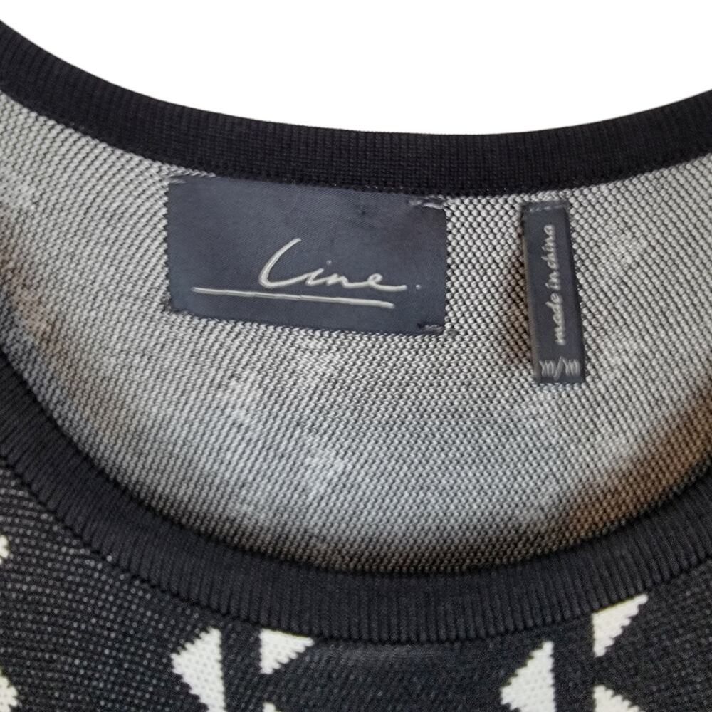 LINE THE LABEL International John & Jenn Black White Knit Fit & Flare Dress - M - Picture 7 of 7
